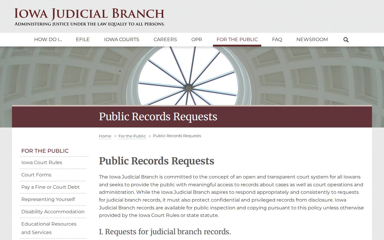 Iowa court records custodian instructions for Pottawattamie County case requests