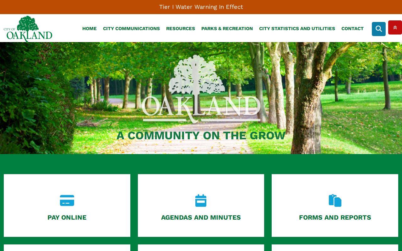 Official Oakland Iowa website without a standalone warrant portal